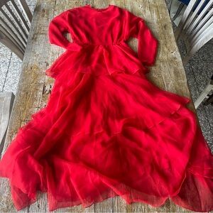 Vintage Red Tiered Gown